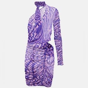 Mugler Ultraviolet Stars Print Sheer Dress 34/XS